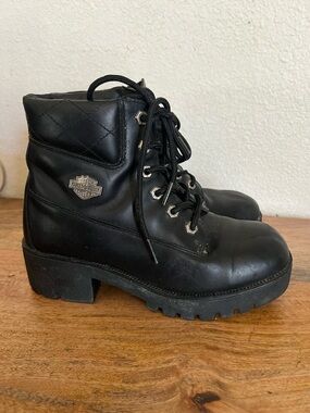 HARLEY-DAVIDSON  Women’s Black Leather Ankle Boots Size 6.5